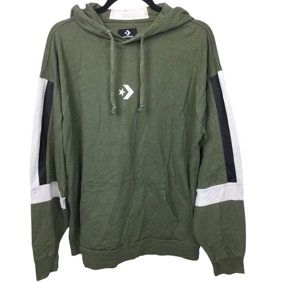 Converse Retro Side Stripe Long Sleeve Kangaroo Pocket Skater Hoodie Men's L - Picture 1 of 13